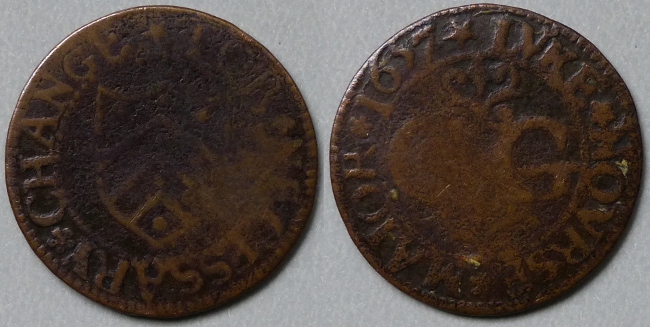 Gloucester, city issue Luke Nourse Mayor 1657 farthing N1652 Gloucester, city issue Luke Nourse Mayor 1657 farthing N1652